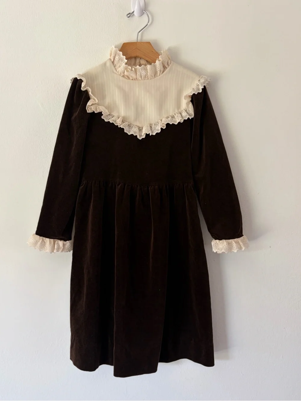 Fischel By Johnston Young Edwardian Vintage Brown Velvet Prairie Portrait Dress